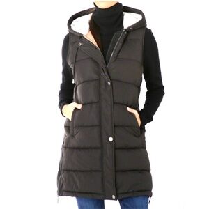 Nuage Hooded Long Puffer Vest XL